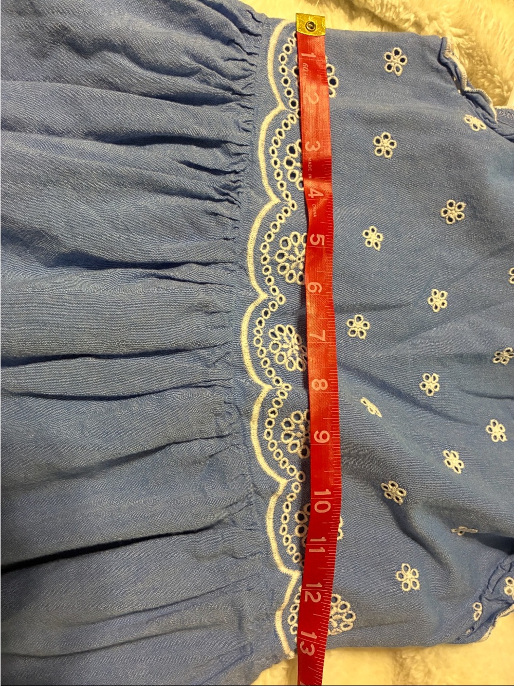 Blue Eyelet Embroidered Cotton dress